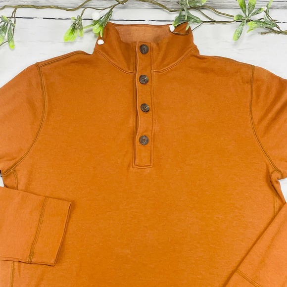 Men's Banana Republic Burnt Orange Quarter Button/Zip Sweater Size M - Picture 2 of 8